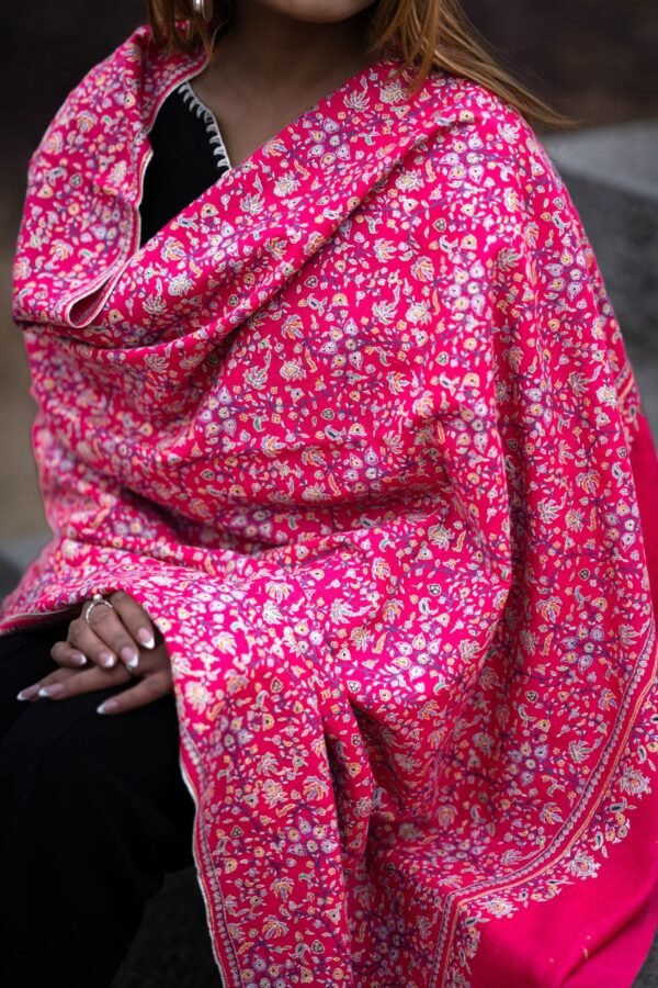 Shawl Pashmina Heavy Jaali Pink - Image 3