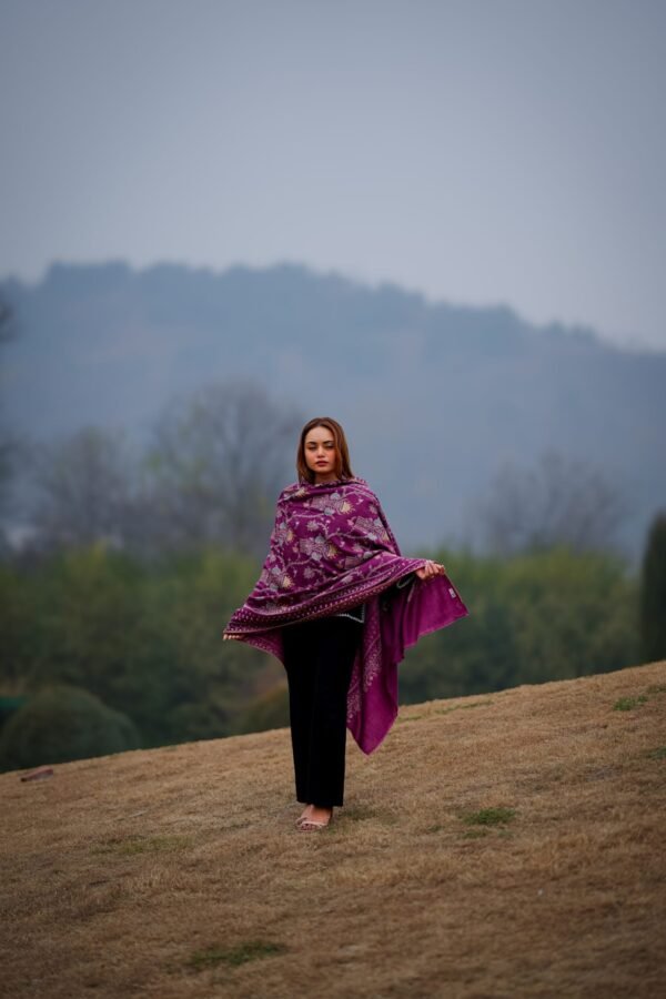 Shawl Pashmina Jaali Burgundy - Image 2