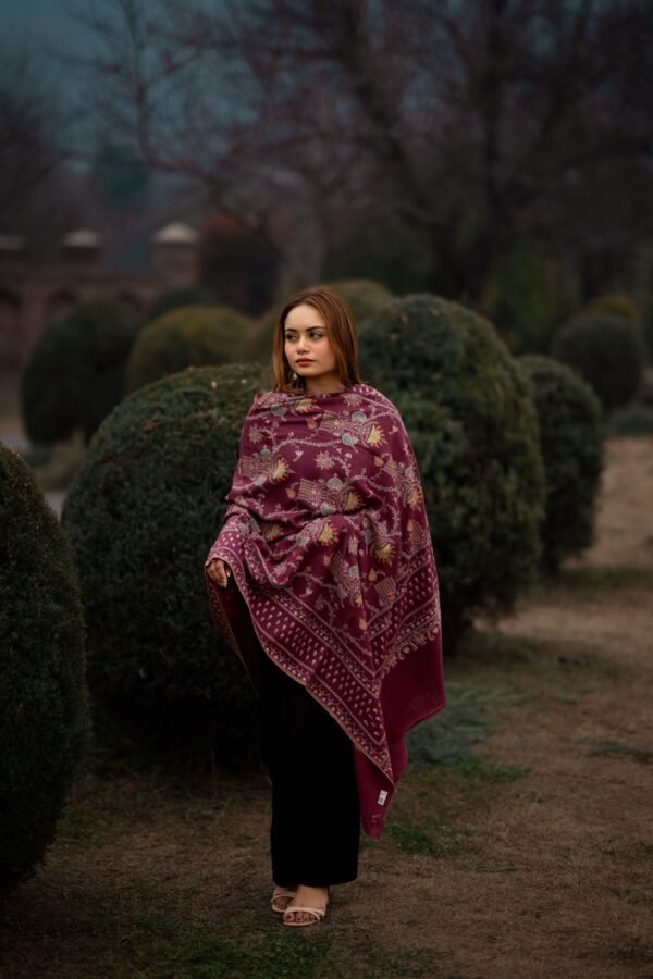 Shawl Pashmina Jaali Burgundy - Image 3