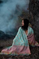 Shawl Premium Pashmina Natural Turquise Paldar Butidar