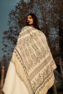 Shawl Pashmina White Designer Pound Jaali Zari Dor