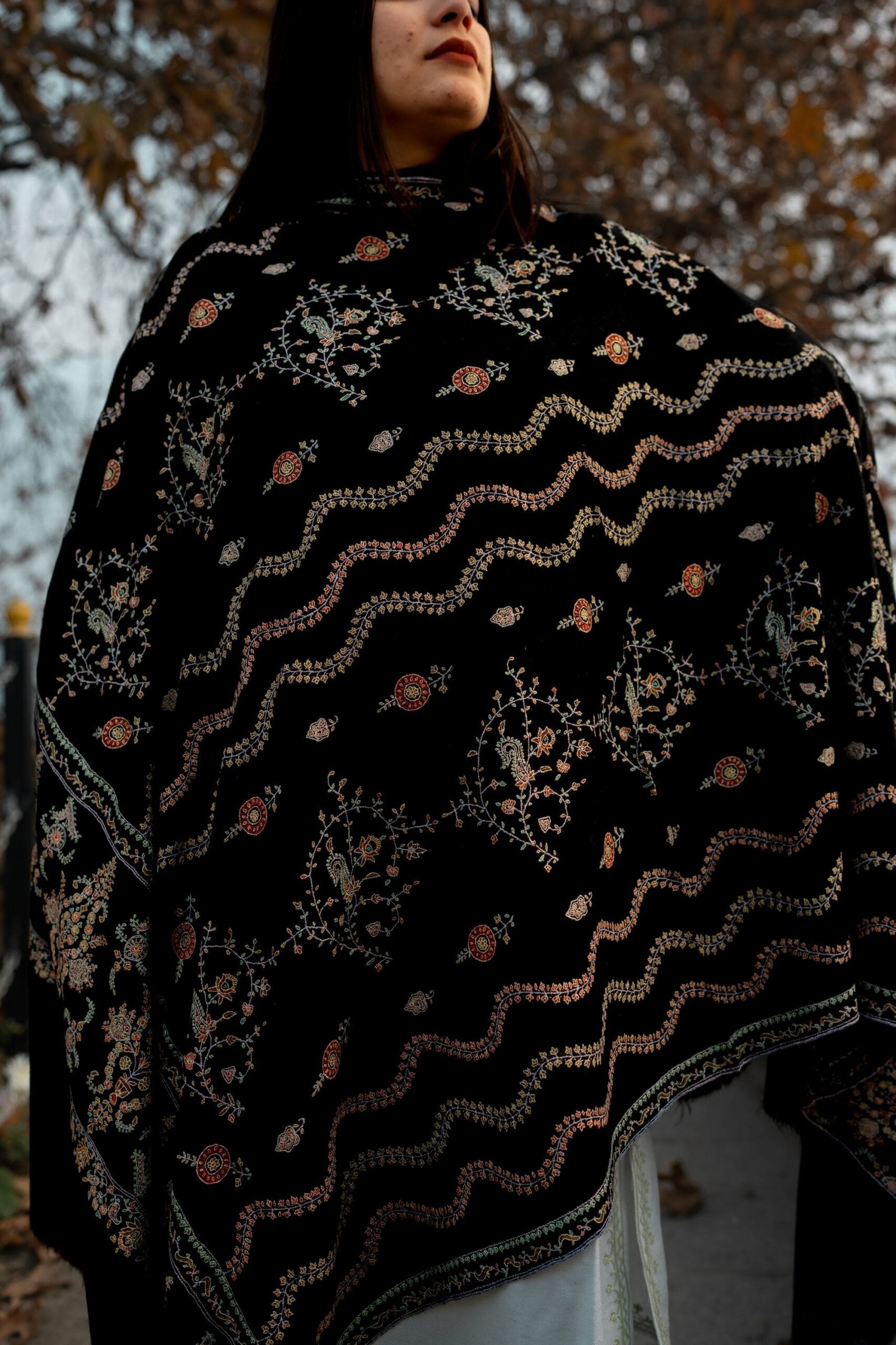 Shawl Pashmina Jama Black Designdar Shahjee Group Shawl Pashmina Jama Black Designdar Shahjee Group