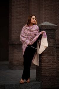 Shawl Pashmina Papier Machie Jama White